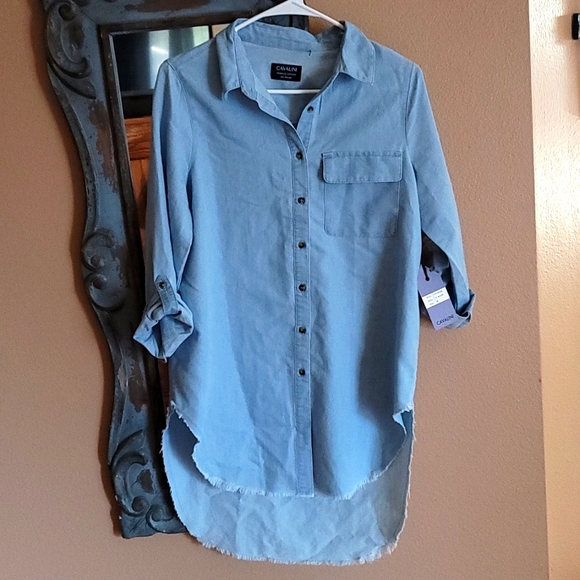 NWOT Cavalini denim top - Picture 1 of 4